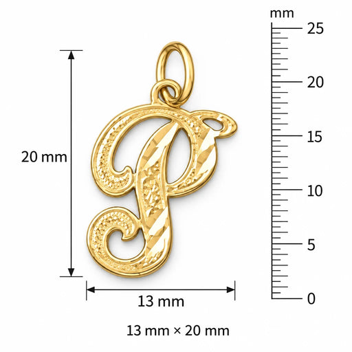 Initial P Classic Charm Pendant 14k Gold (1 Gram) Yellow Gold 14k