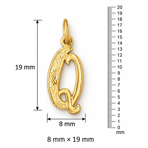 Initial Q Charm Pendant 14k Gold (0.5 Grams) Yellow Gold 14k