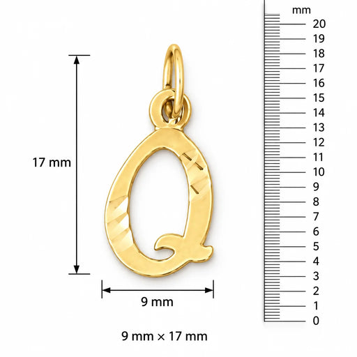 Initial Q Charm Pendant 14k Gold (0.8 Grams) Yellow Gold 14k