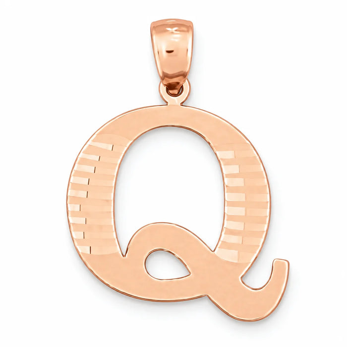 Initial Q Charm Pendant 14k Gold (1.5 Grams) Rose Gold 14k