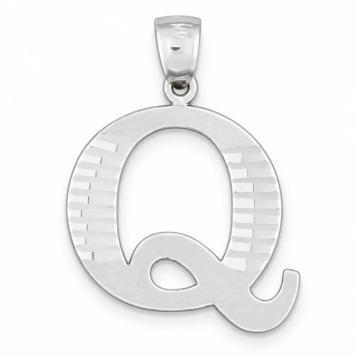Initial Q Charm Pendant 14k Gold (1.5 Grams) White Gold 14k