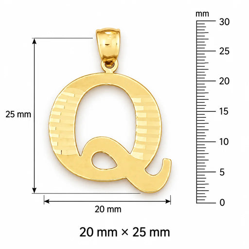 Initial Q Charm Pendant 14k Gold (1.5 Grams) Yellow Gold 14k