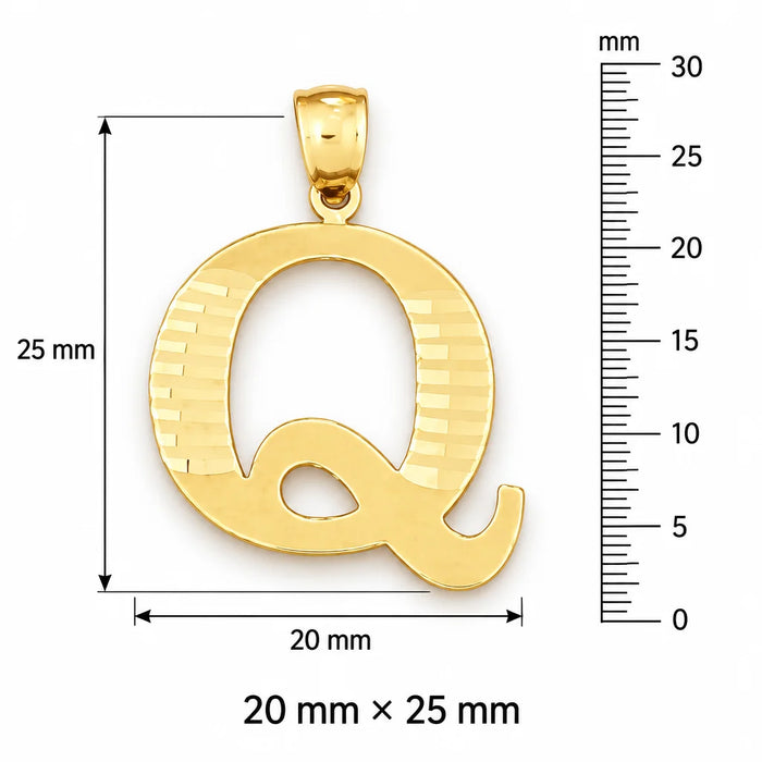 Initial Q Charm Pendant 14k Gold (1.5 Grams) Yellow Gold 14k