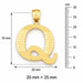 Initial Q Charm Pendant 14k Gold (1.5 Grams) Yellow Gold 14k