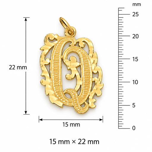 Initial Q Charm Pendant 14k Gold (1.7 Grams) Yellow Gold 14k