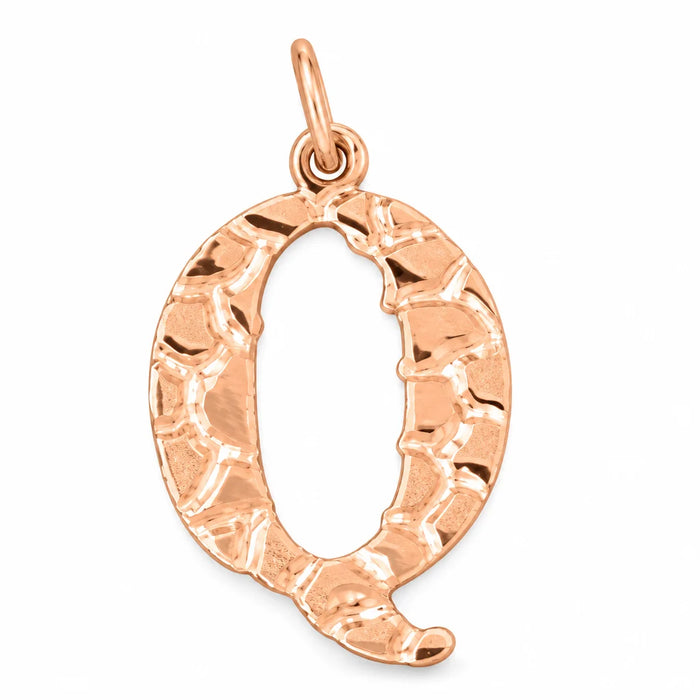 Initial Q Charm Pendant 14k Gold (1 Gram) Rose Gold 14k