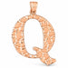 Initial Q Charm Pendant 14k Gold (2 Grams) Rose Gold 14k