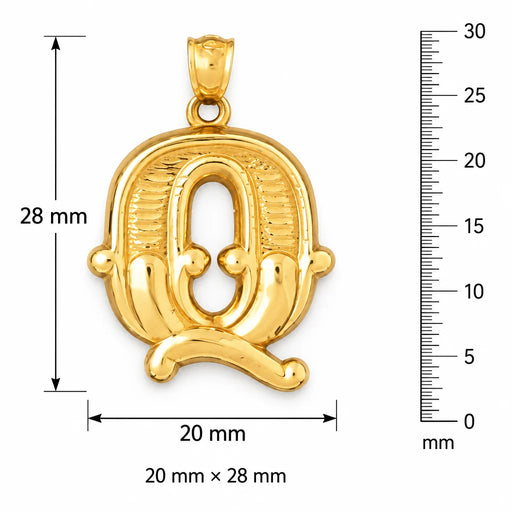 Initial Q Charm Pendant 14k Gold (3 Grams) Yellow Gold 14k