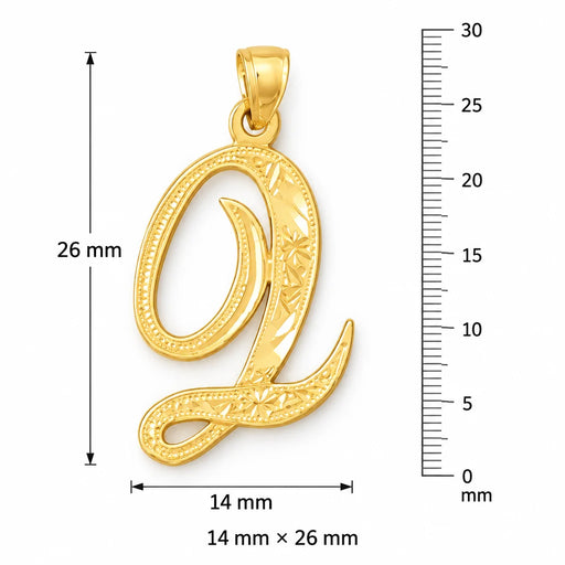 Initial Q Charm Pendant 14k Gold Yellow Gold 14k