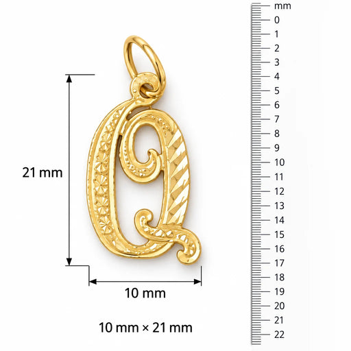 Initial Q Classic Charm Pendant 14k Gold (1 Gram) Yellow Gold 14k