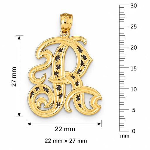 Initial R Charm Pendant 14k Gold (2.7 Grams) Yellow Gold 14k
