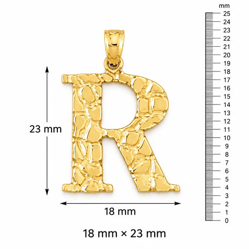 Initial R Charm Pendant 14k Gold (2 Grams) Yellow Gold 14k