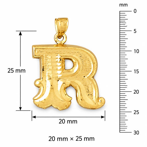 Initial R Charm Pendant 14k Gold (3 Grams) Yellow Gold 14k
