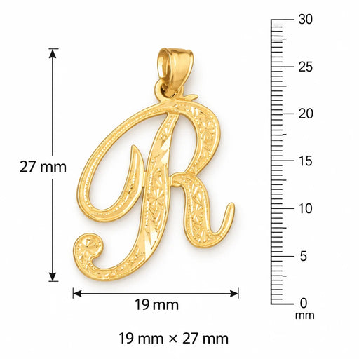 Initial R Charm Pendant 14k Gold Yellow Gold 14k