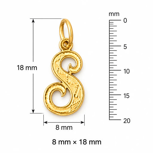 Initial S Charm Pendant 14k Gold (0.5 Grams) Yellow Gold 14k