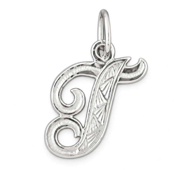 Initial T Charm Pendant 14k Gold (0.5 Grams) White Gold 14k