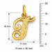 Initial T Charm Pendant 14k Gold (0.5 Grams) Yellow Gold 14k