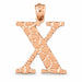 Initial X Charm Pendant 14k Gold (2 Grams) Rose Gold 14k