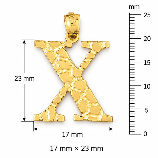 Initial X Charm Pendant 14k Gold (2 Grams) Yellow Gold 14k