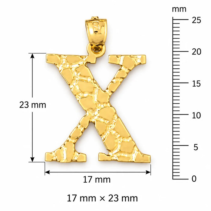 Initial X Charm Pendant 14k Gold (2 Grams) Yellow Gold 14k