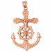 Jesus Christ on Cross Anchor Charm Pendant 14k Gold (10.3 Grams) Rose Gold 14k