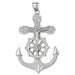 Jesus Christ on Cross Anchor Charm Pendant 14k Gold (10.3 Grams) White Gold 14k