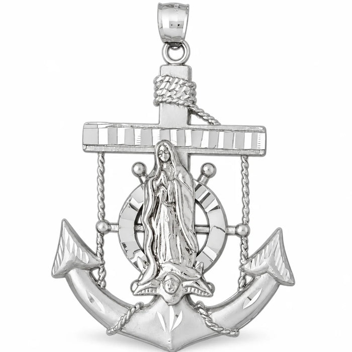 Jesus Christ on Cross Anchor Charm Pendant 14k Gold (12.6 Grams) White Gold 14k