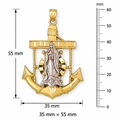 Jesus Christ on Cross Anchor Charm Pendant 14k Gold (19.8 Grams) Yellow Gold 14k