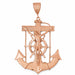 Jesus Christ on Cross Anchor Charm Pendant 14k Gold (34.9 Grams) Rose Gold 14k