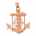 Jesus Christ on Cross Anchor Charm Pendant 14k Gold (7.8 Grams) Rose Gold 14k