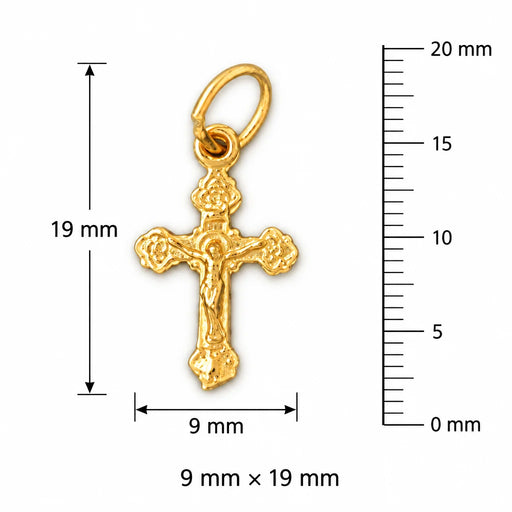 Jesus Christ on Cross Charm Pendant 14k Gold (0.4 Grams) Yellow Gold 14k