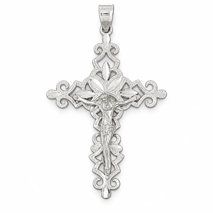 Jesus Christ on Cross Charm Pendant 14k Gold (7.1 Grams) White Gold 14k