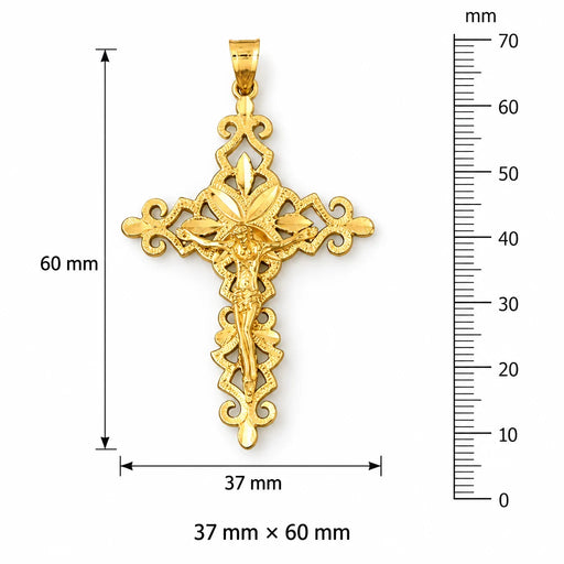 Jesus Christ on Cross Charm Pendant 14k Gold (7.1 Grams) Yellow Gold 14k