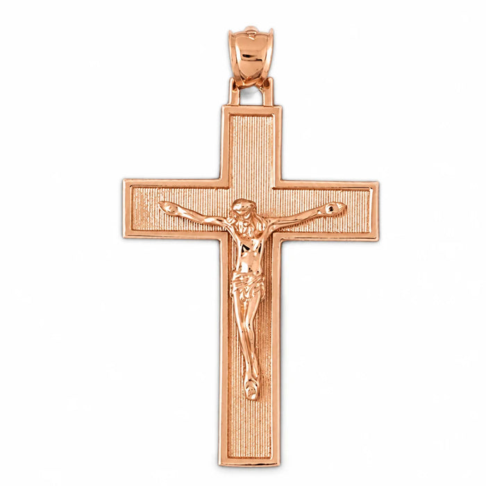 Jesus Christ on Cross Charm Pendant 14k Gold (7.3 Grams) Rose Gold 14k