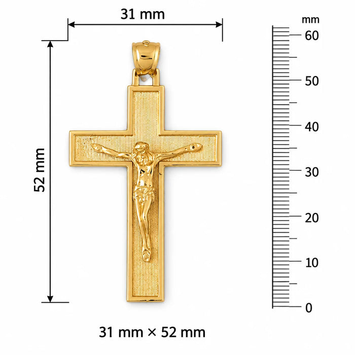 Jesus Christ on Cross Charm Pendant 14k Gold (7.3 Grams) Yellow Gold 14k