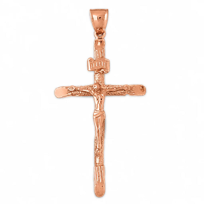 Jesus Christ on Cross Charm Pendant 14k Gold (7.4 Grams) Rose Gold 14k