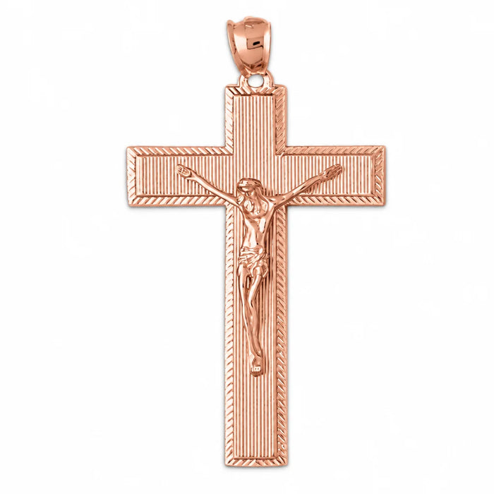 Jesus Christ on Cross Charm Pendant 14k Gold (7.8 Grams) Rose Gold 14k
