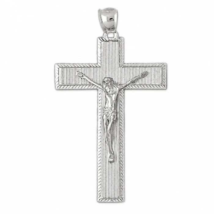 Jesus Christ on Cross Charm Pendant 14k Gold (7.8 Grams) White Gold 14k