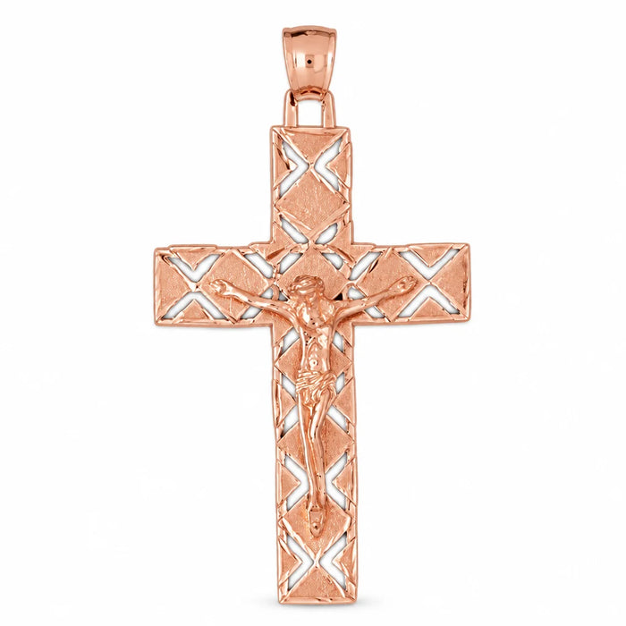 Jesus Christ on Cross Charm Pendant 14k Gold (7.9 Grams) Rose Gold 14k