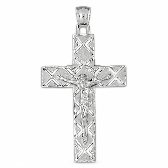 Jesus Christ on Cross Charm Pendant 14k Gold (7.9 Grams) White Gold 14k