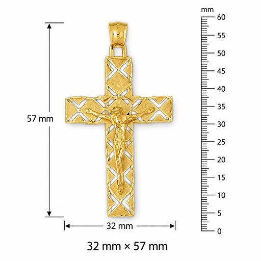 Jesus Christ on Cross Charm Pendant 14k Gold (7.9 Grams) Yellow Gold 14k