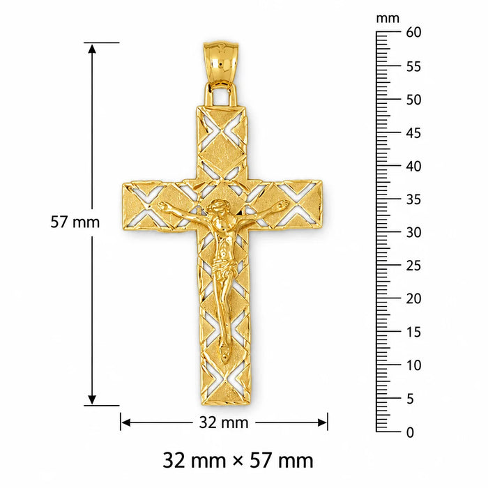 Jesus Christ on Cross Charm Pendant 14k Gold (7.9 Grams) Yellow Gold 14k