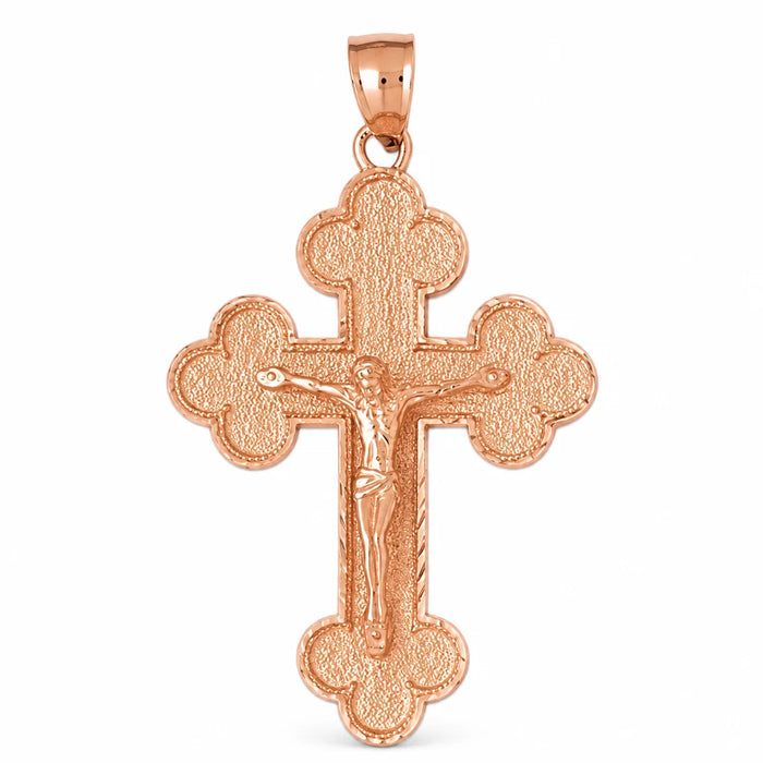 Jesus Christ on Cross Charm Pendant 14k Gold (8.2 Grams) Rose Gold 14k