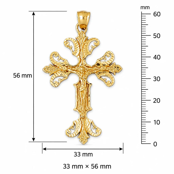 Jesus Christ on Cross Charm Pendant 14k Gold (8.6 Grams) Yellow Gold 14k
