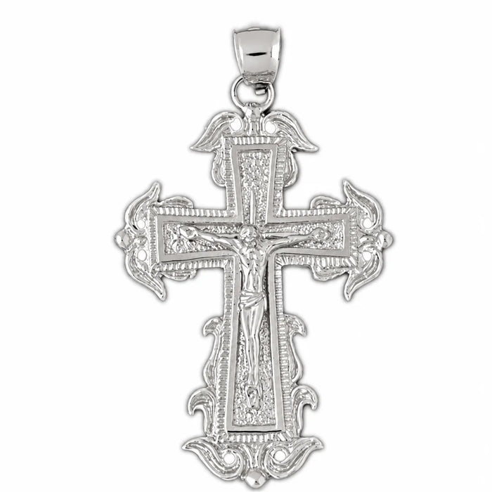 Jesus Christ on Cross Charm Pendant 14k Gold (8 Grams) White Gold 14k