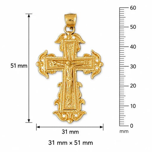 Jesus Christ on Cross Charm Pendant 14k Gold (8 Grams) Yellow Gold 14k