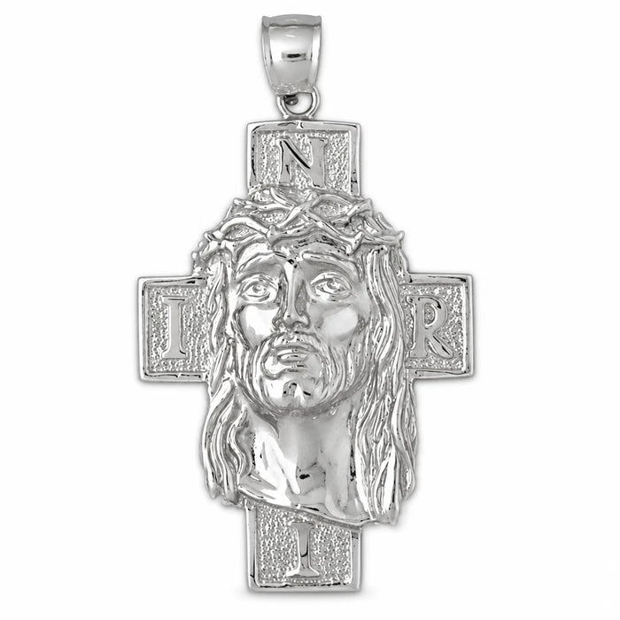 Jesus Christ on Cross Charm Pendant 14k Gold (9.5 Grams) White Gold 14k