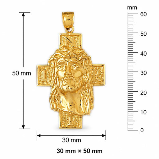 Jesus Christ on Cross Charm Pendant 14k Gold (9.5 Grams) Yellow Gold 14k