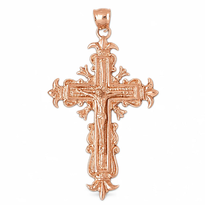 Jesus Christ on Cross Charm Pendant 14k Gold (9.6 Grams) Rose Gold 14k