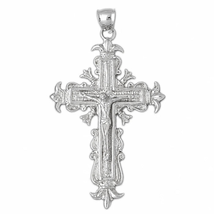 Jesus Christ on Cross Charm Pendant 14k Gold (9.6 Grams) White Gold 14k